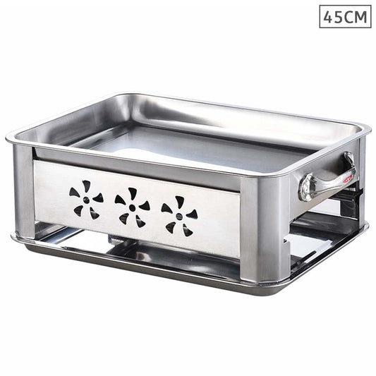 45CM Portable Stainless Steel Outdoor Chafing Dish BBQ Fish Stove Grill Plate