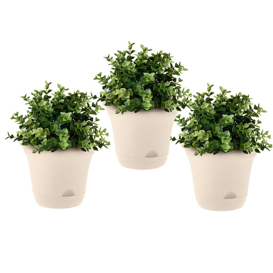 SOGA 19.5cm Plastic Plant Pot Self Watering Planter Flower Bonsai Indoor Outdoor Garden Decor Set of 3