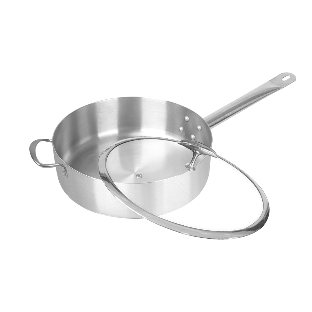 SOGA 28cm Stainless Steel Saucepan With Lid Induction Cookware With Triple Ply Base