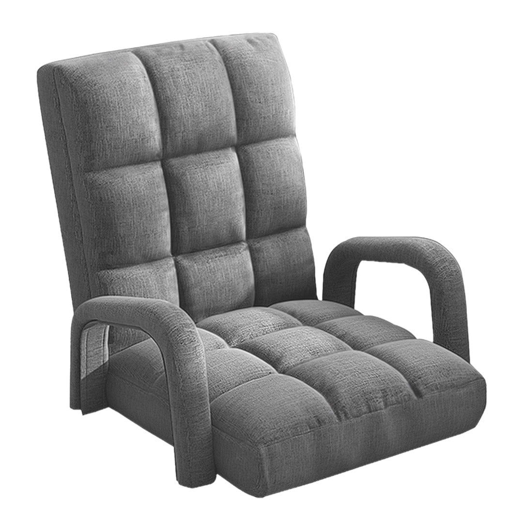 SOGA Foldable Lounge Cushion Adjustable Floor Lazy Recliner Chair with Armrest Grey