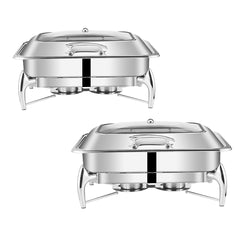 SOGA 2X Stainless Steel Rectangular Chafing Dish Tray Buffet Cater Food Warmer Chafer with Top Lid