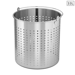 SOGA 33L 18/10 Stainless Steel Perforated Stockpot Basket Pasta Strainer with Handle