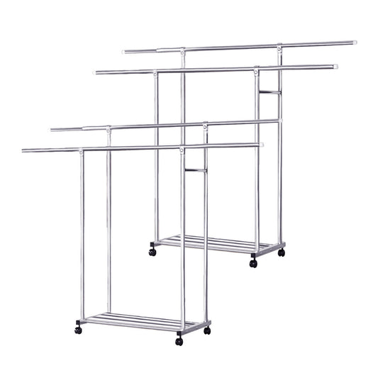 SOGA 2X 120cm Stainless Steel Floor-Standing Clothes Rack - Durable and Space-Saving Laundry Organizer