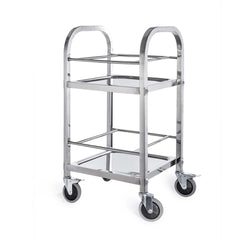 SOGA 2 Tier Stainless Steel Square Tube Drink Wine Food Utility Cart 500x500x950