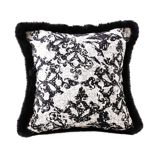 SOGA 45cm Vintage Black Herringbone Pillowcase Set & Square Throw Pillow