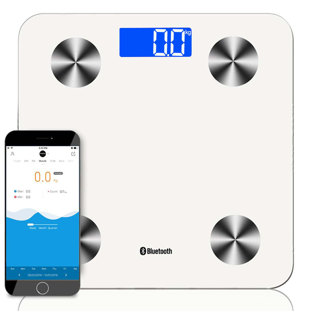 SOGA Wireless Bluetooth Digital Body Fat Scale Bathroom Health Analyser Weight White