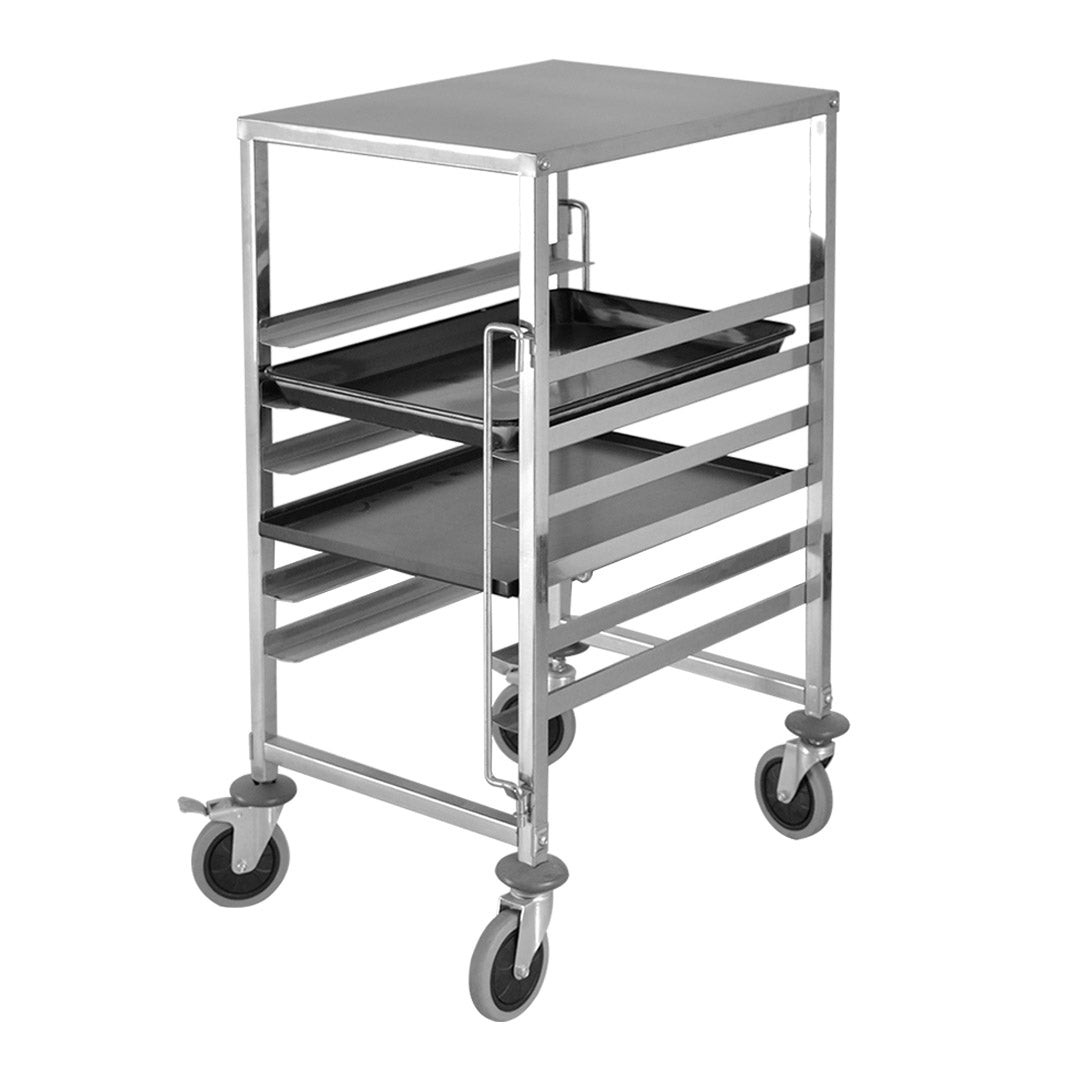 SOGA Gastronorm Trolley 7 Tier Stainless Steel Bakery Trolley Suits 60*40cm Tray with Working Surface