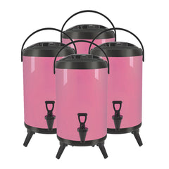 SOGA 4X 8L Stainless Steel Insulated Milk Tea Barrel Hot and Cold Beverage Dispenser Container with Faucet Pink