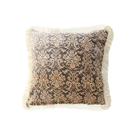 SOGA 45cm Wabi-sabi Floral Cover & Vintage Dark Floral Tassel Square Throw  Pillow