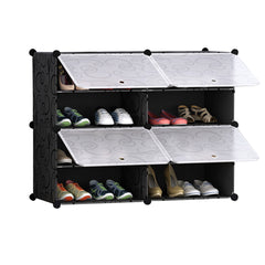 SOGA 4 Tier 2 Column Shoe Rack Organizer Sneaker Footwear Storage Stackable Stand Cabinet Portable Wardrobe with Cover