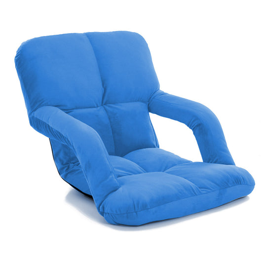 SOGA Foldable Lounge Cushion Adjustable Floor Lazy Recliner Chair with Armrest Blue