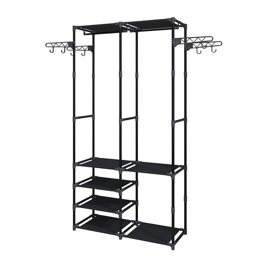 SOGA 90x35cm Hanging Clothes Rack Storage w/ 4 Layer Organizer and Side Hooks