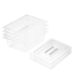 SOGA 150mm Clear Gastronorm GN Pan 1/2 Food Tray Storage Bundle of 4 with Lid