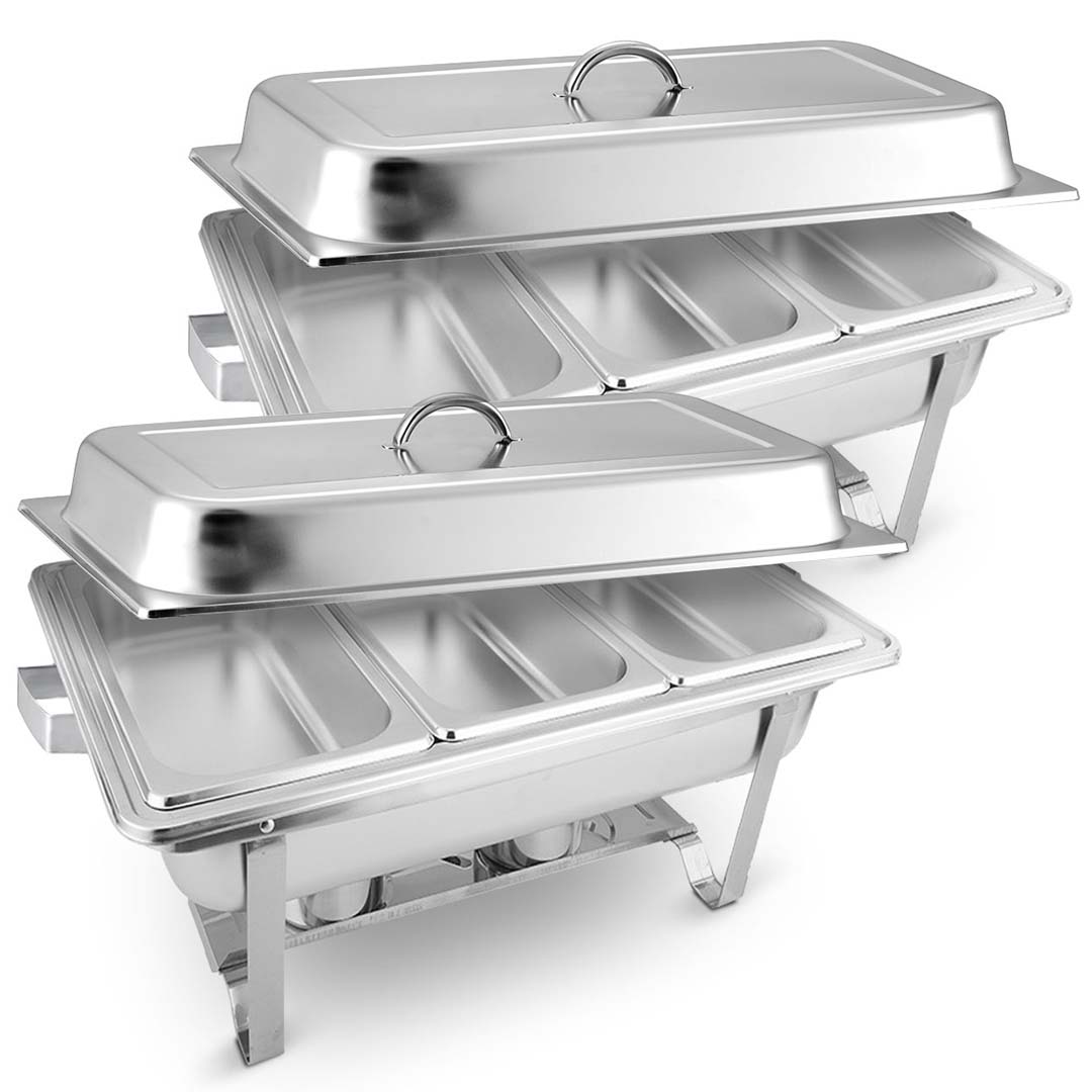 SOGA 2X 3L Triple Tray Stainless Steel Chafing Food Warmer Catering Dish