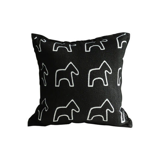 SOGA 45cm Throw Pillow Black Teddy Fleece Square Pony Design Decorative Cushion for Living Room