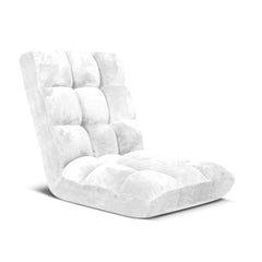 SOGA Floor Recliner Folding Lounge Sofa Futon Couch Folding Chair Cushion White