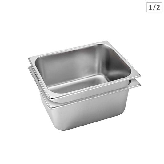 SOGA 2X Gastronorm GN Pan Full Size 1/2 GN Pan 15cm Deep Stainless Steel Tray