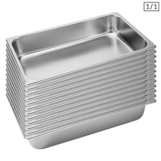 SOGA 12X Gastronorm GN Pan Full Size 1/1 GN Pan 10cm Deep Stainless Steel Tray