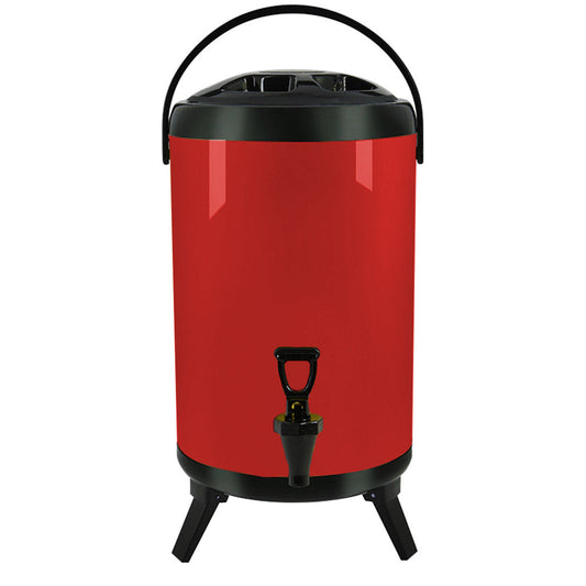 SOGA 10L Stainless Steel Insulated Milk Tea Barrel Hot and Cold Beverage Dispenser Container with Faucet Red