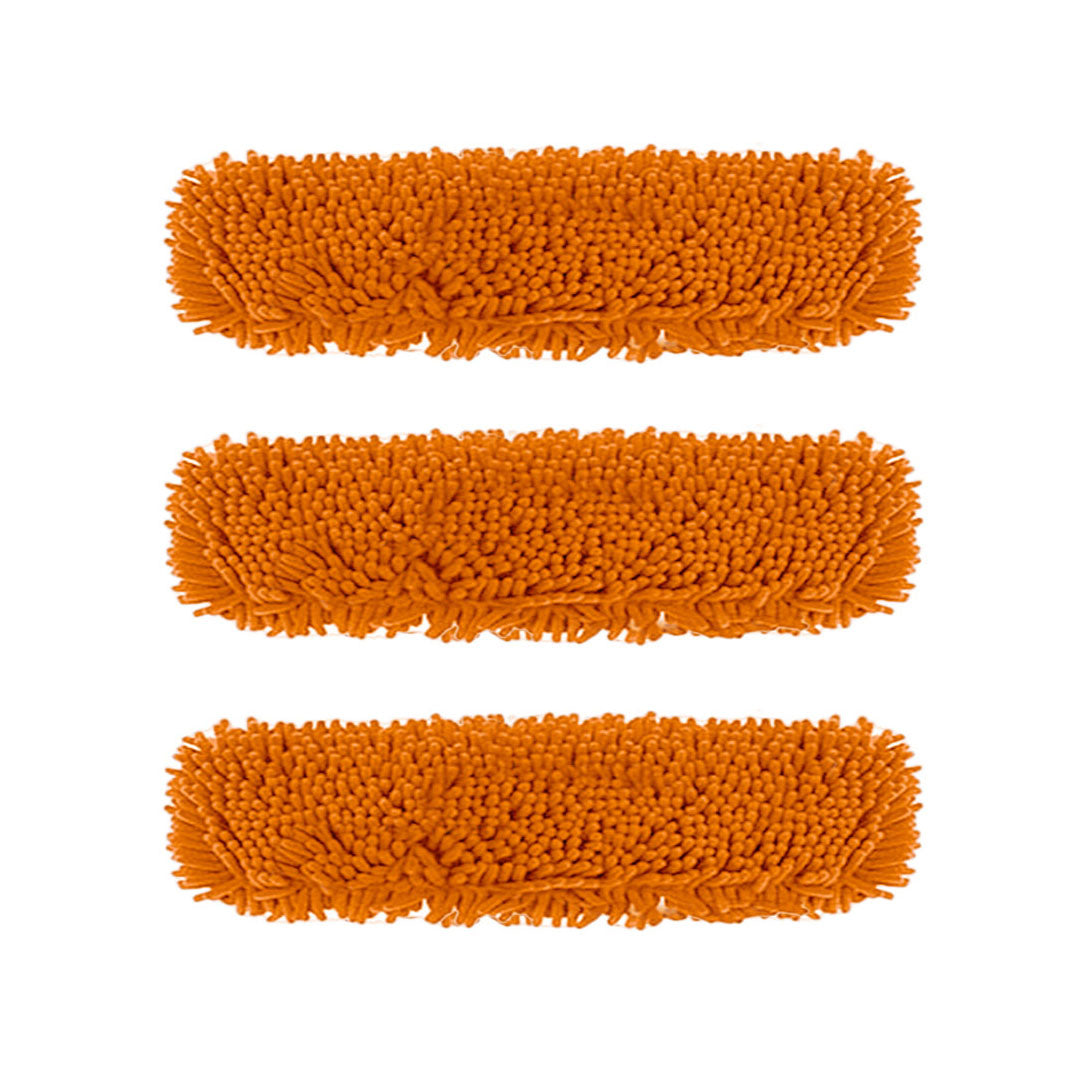 SOGA 3X 60x12 Orange Microfiber Flat Mop Floor Cleaning Pads Rotating Dust Remover