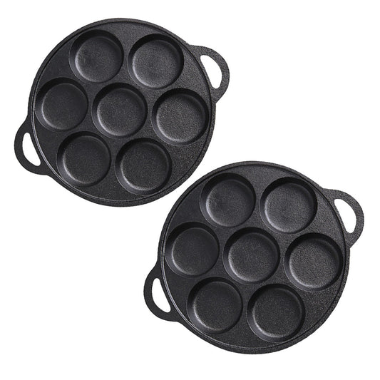 SOGA 2X 31.5cm Cast Iron Takoyaki Fry Pan Octopus Balls Maker 7 Hole Cavities Grill Mold