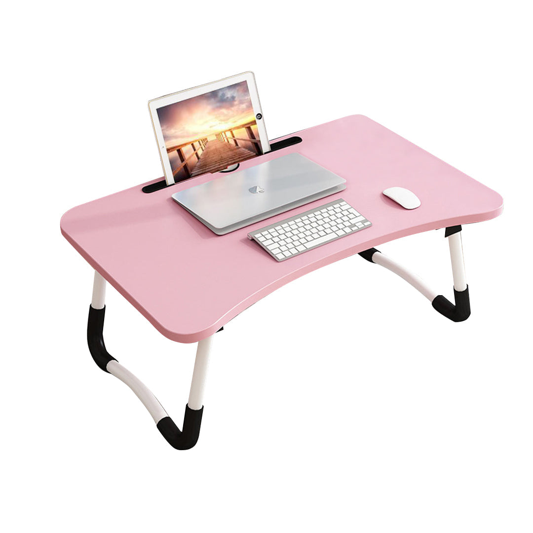 SOGA Pink Portable Bed Table Adjustable Foldable Bed Sofa Study Table Laptop Mini Desk with Notebook Stand Card Slot Holder Home Decor