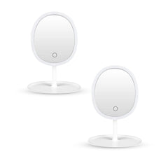 SOGA 2X 26cm White Oval Smart LED Makeup Bedroom Table Vanity Mirror Tricolor Adjustable Light w/ 5x Magnification