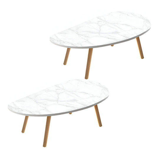 SOGA 2X 80x40cm White Stone Pattern Living Room Nordic  Coffee Table Modern Style