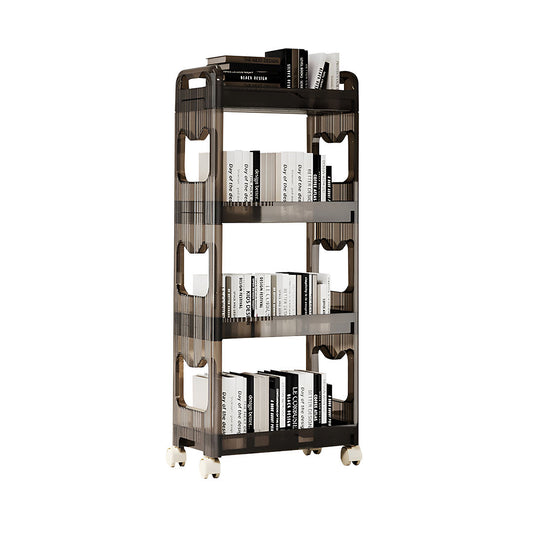 SOGA 38x24cm Black 4 Tier Bookshelf & Cosmetic Storage Organizer Trolley Rack