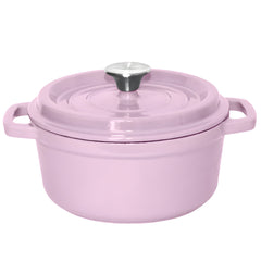 SOGA 22cm Pink Cast Iron Ceramic Stewpot Casserole Stew Cooking Pot With Lid