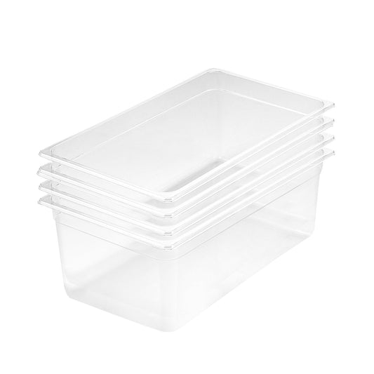 SOGA 200mm Clear Gastronorm GN Pan 1/1 Food Tray Storage Bundle of 4