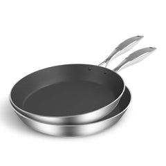 SOGA Stainless Steel Fry Pan 22cm 34cm Frying Pan Skillet Induction Non Stick Interior FryPan