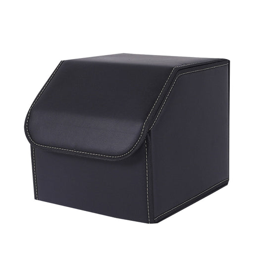 SOGA Leather Car Boot Collapsible Foldable Trunk Cargo Organizer Portable Storage Box Black Small