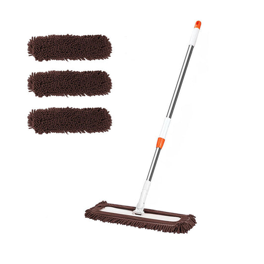 SOGA 60x12 Coffee Microfiber Flat Mop Floor Cleaning Pads Rotating Dust Remover