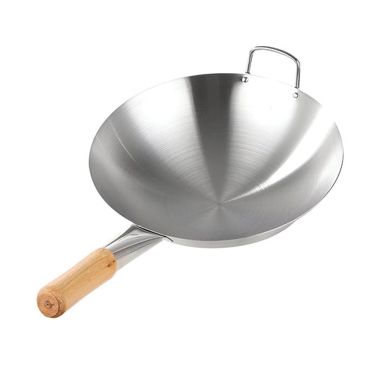 SOGA 36cm Stainless Steel Kitchen Cooking Wok with Wood Handle