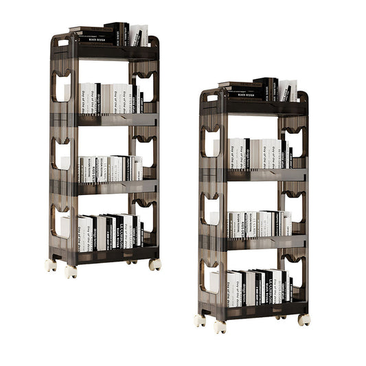 SOGA 2X 38x24cm Black 3 Tier Bookshelf & Cosmetic Storage Organizer Trolley Rack