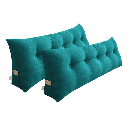 SOGA 2X 100cm Blue Green Triangular Wedge Bed Pillow Headboard Backrest Bedside Tatami Cushion Home Decor