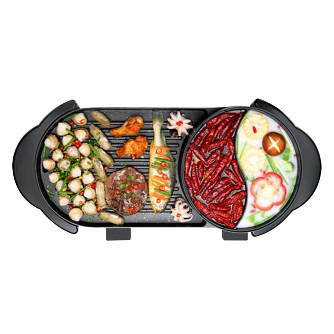 SOGA 2 in 1 Electric Non-Stick BBQ Teppanyaki Grill Plate Steamboat Dual Sided Hotpot