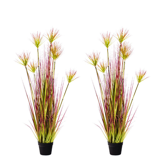 SOGA 2X 120cm Purple-Red Artificial Indoor Potted Papyrus Plant Tree Fake Simulation Decorative