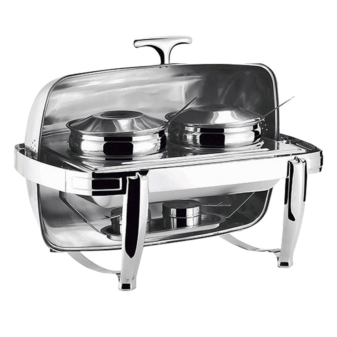 SOGA 6.5L Stainless Steel Double Soup Tureen Bowl Station Roll Top Buffet Chafing Dish Catering Chafer Food Warmer Server