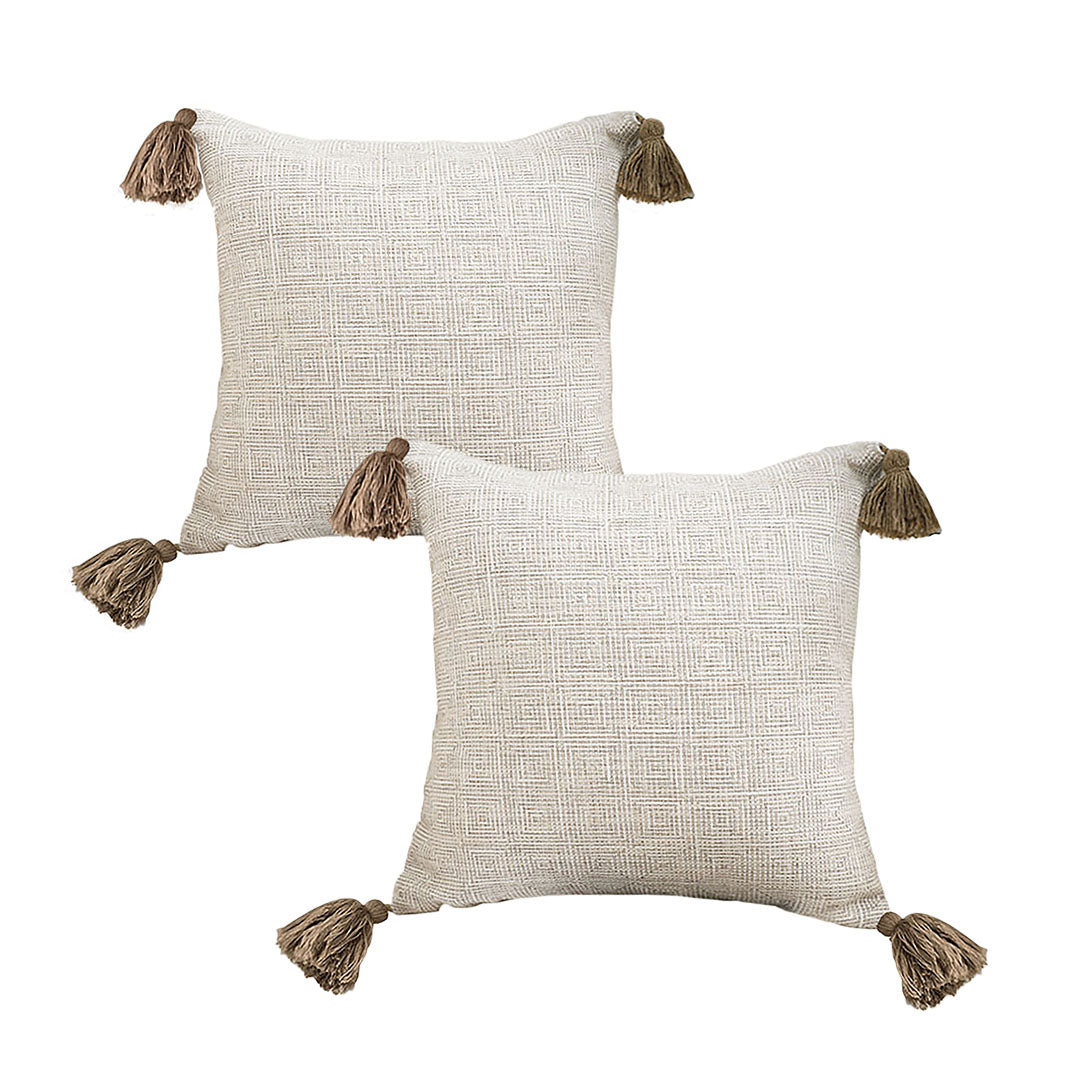 SOGA 2X 45cm Beige Pillow Textured Throw Cover, Luxurious Rib Knit Ribbed Cotton Throw Pillow