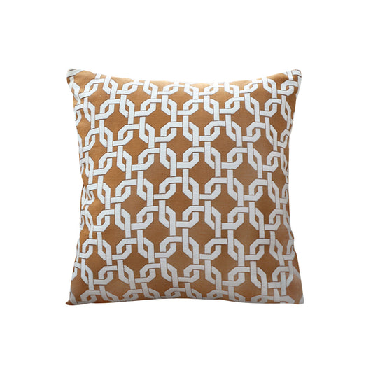 SOGA 50cm Brown Checkered Chain Jacquard Square Pillow Decorative Cushion for Home Deco