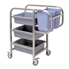 SOGA 82x43x92cm Square 3 Tier Food Trolley Food Waste Cart Five Buckets Kitchen Food Utility