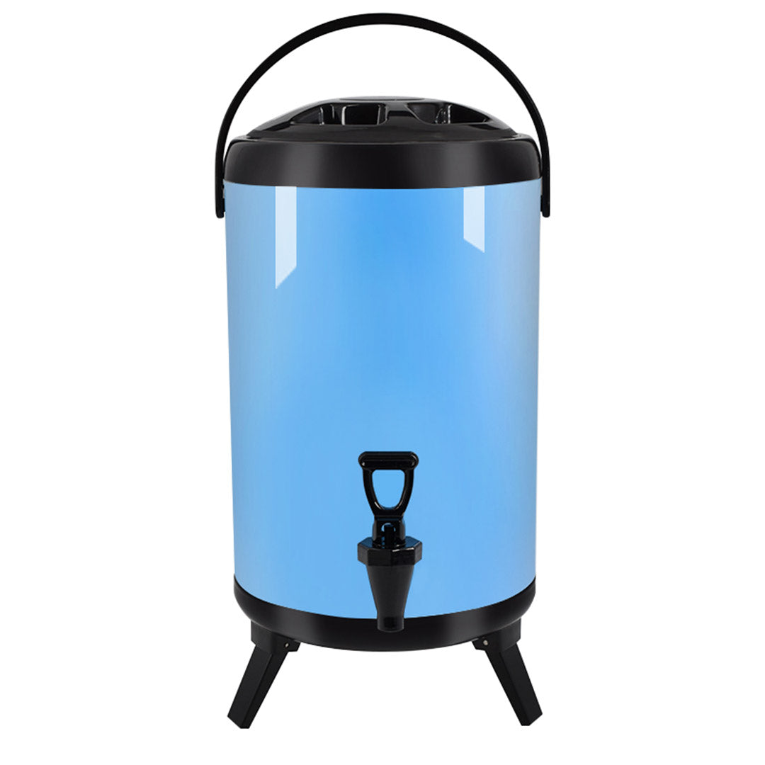 SOGA 18L Stainless Steel Insulated Milk Tea Barrel Hot and Cold Beverage Dispenser Container with Faucet Blue