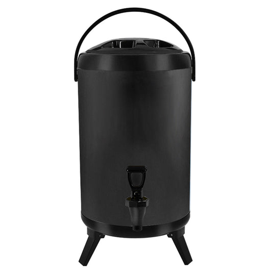 SOGA 12L Stainless Steel Insulated Milk Tea Barrel Hot and Cold Beverage Dispenser Container with Faucet Black