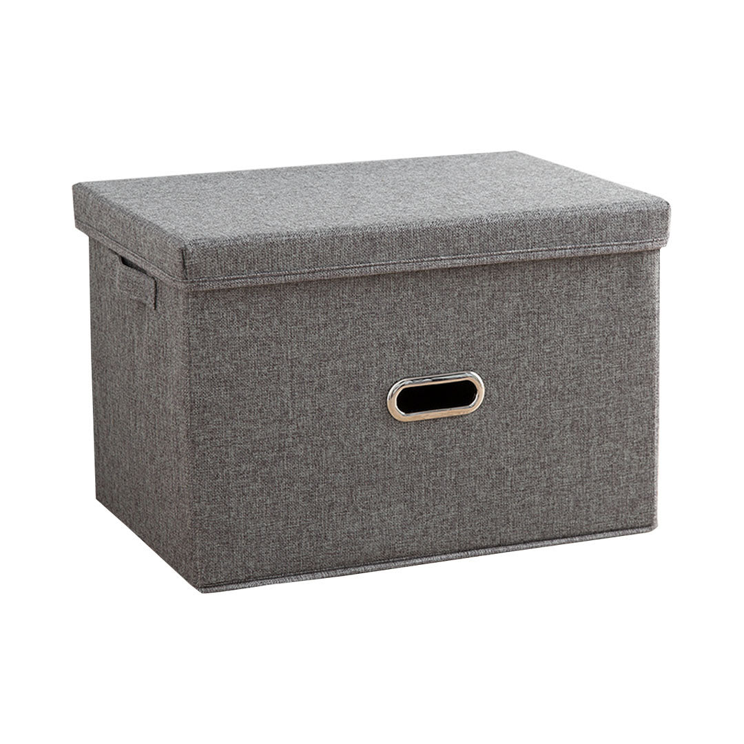 SOGA Grey Small Foldable Canvas Storage Box Cube Clothes Basket Organiser Home Decorative Box