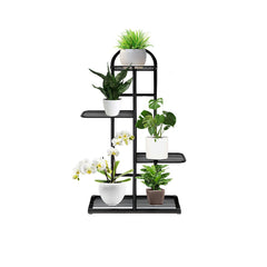 SOGA 4 Tier 5 Pots Black Metal Plant Stand Flowerpot Display Shelf Rack Indoor Home Office Decor