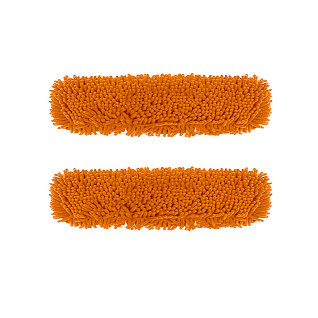 SOGA  2X 60x12 Orange Microfiber Flat Mop Floor Cleaning Pads Rotating Dust Remover