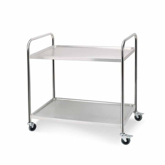 SOGA 2 Tier Stainless Steel Kitchen Dinning Food Cart Trolley Utility Round 86x54x94cm Large