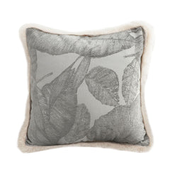 SOGA 45cm Wabi-sabi Raised Embroidery Leaf & Square Throw Pillow